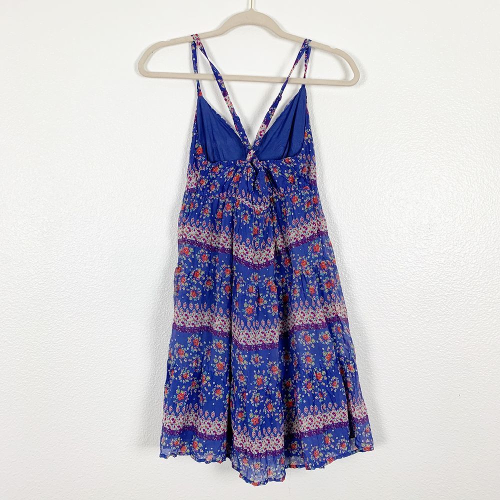 Mossimo Blue Floral Spaghetti Strap Summer Dress S - Picture 2 of 7